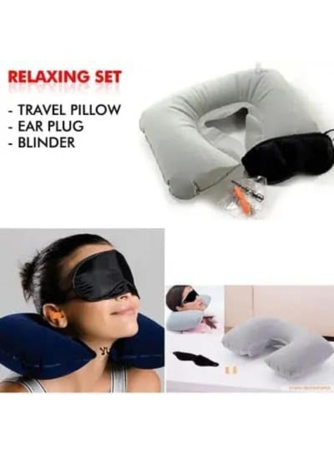 طقم سفر 3 في 1 وسادة للرقبة وقناع للعين وسدادة أذن - Image 2